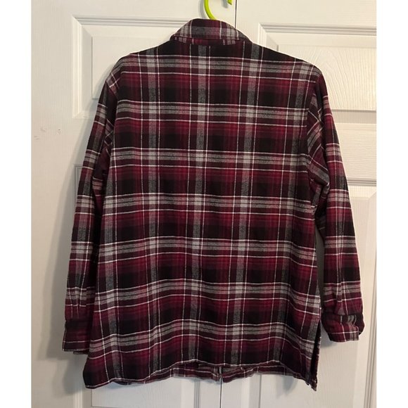 Fashion Bug Vintage Women's Red Black Plaid Flannel Zip Up Shirt Shacket Large - Picture 2 of 9